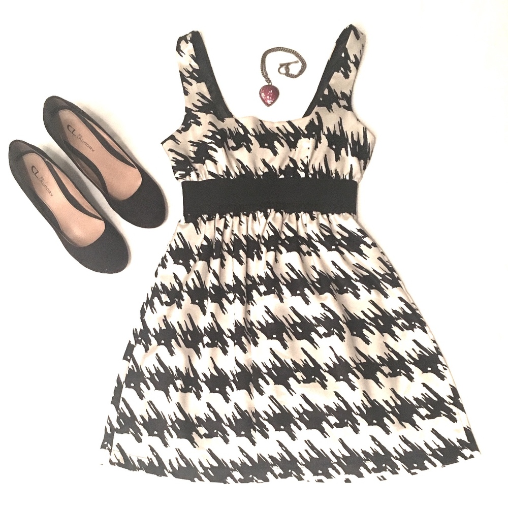 Francesca's Black and White Baby Doll Dress